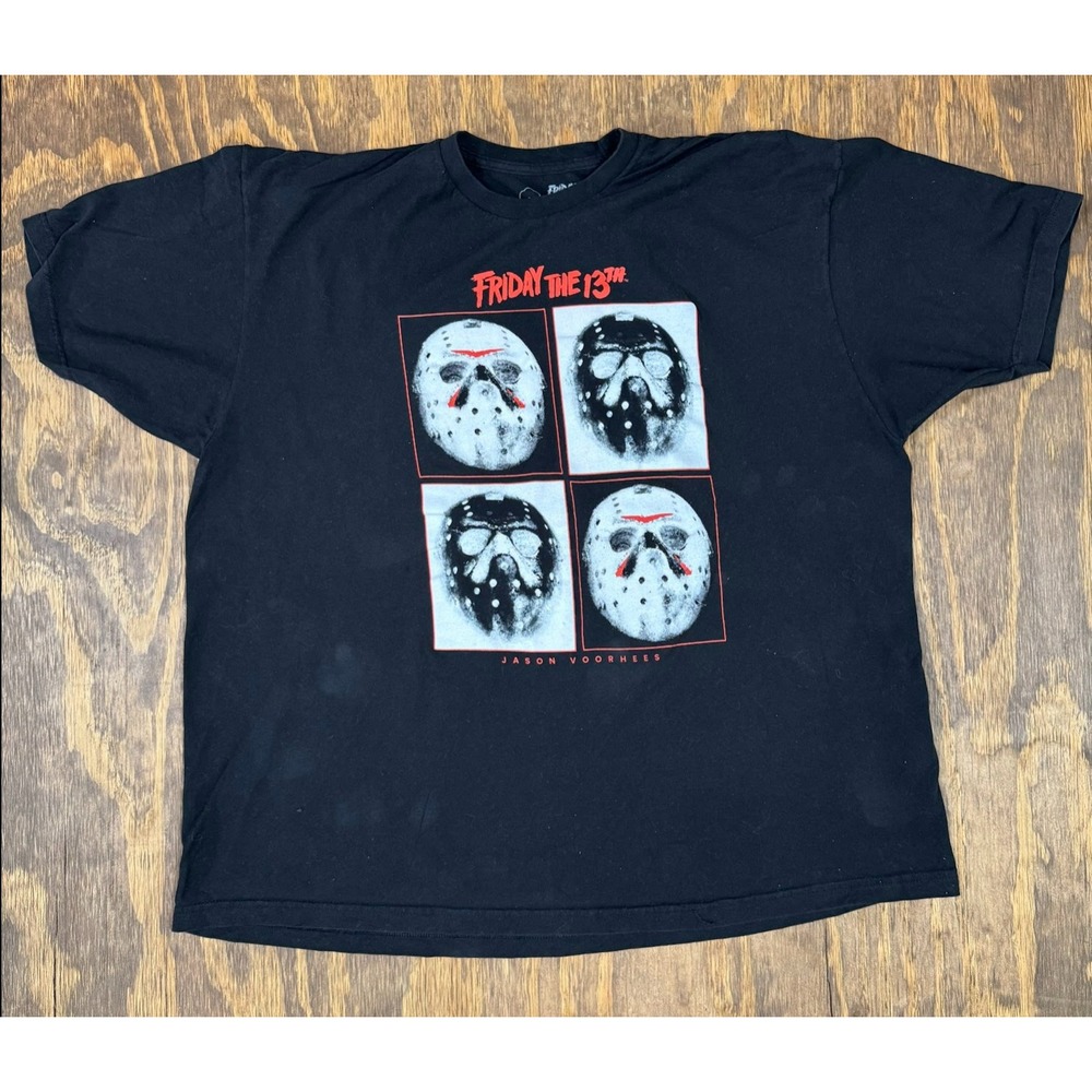 Friday the 13th Jason Voorhees 4 Mask Graphic T Shirt 3XL Black Horror 2023